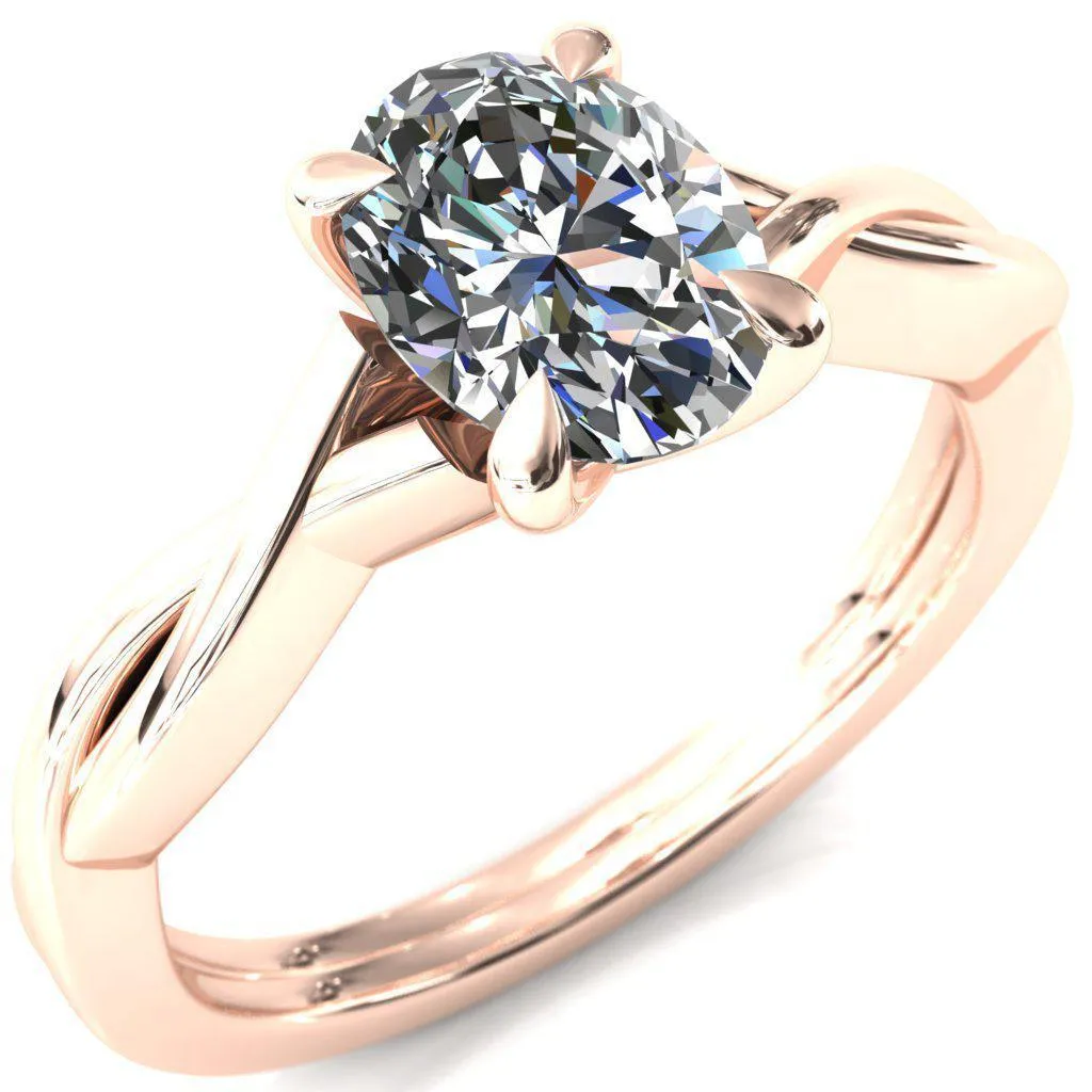 Lucia Oval Center Stone 4 Claw Prong 1/2 Infinity Solitaire Ring Engagement Ring