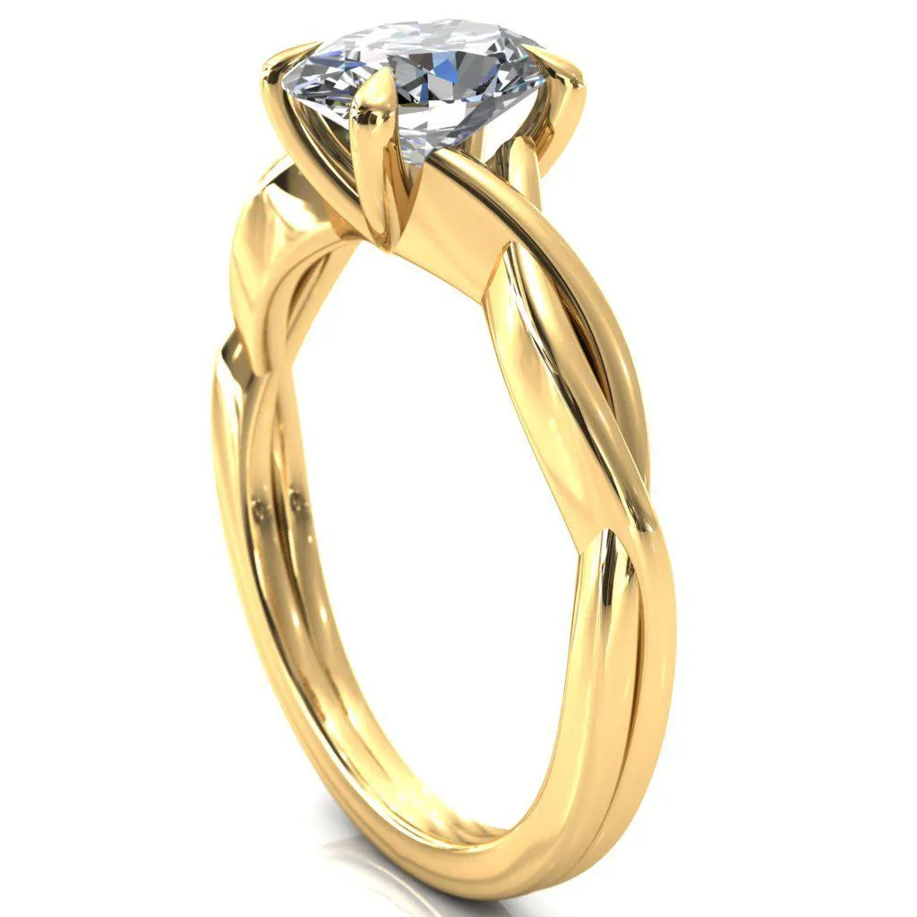 Lucia Oval Center Stone 4 Claw Prong 1/2 Infinity Solitaire Ring Engagement Ring