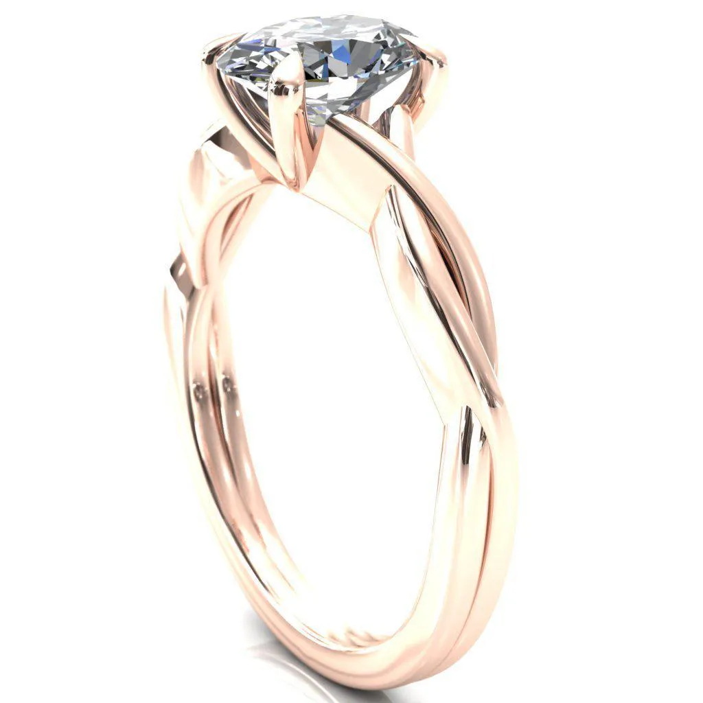 Lucia Oval Center Stone 4 Claw Prong 1/2 Infinity Solitaire Ring Engagement Ring
