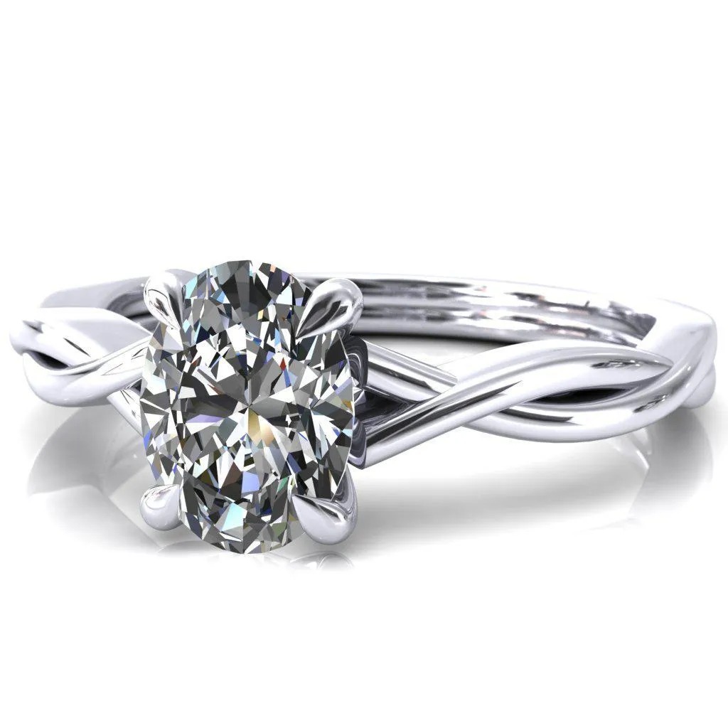 Lucia Oval Center Stone 4 Claw Prong 1/2 Infinity Solitaire Ring Engagement Ring