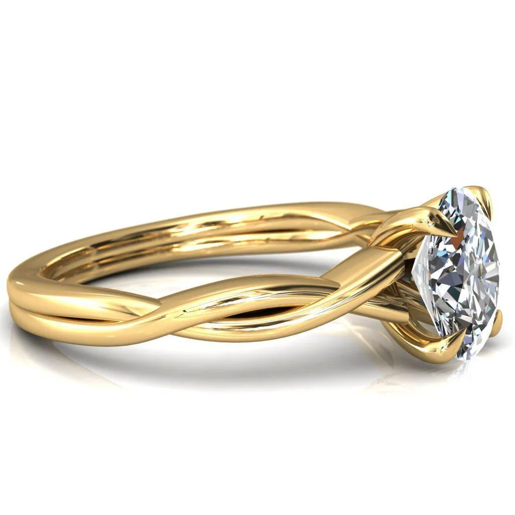 Lucia Oval Center Stone 4 Claw Prong 1/2 Infinity Solitaire Ring Engagement Ring