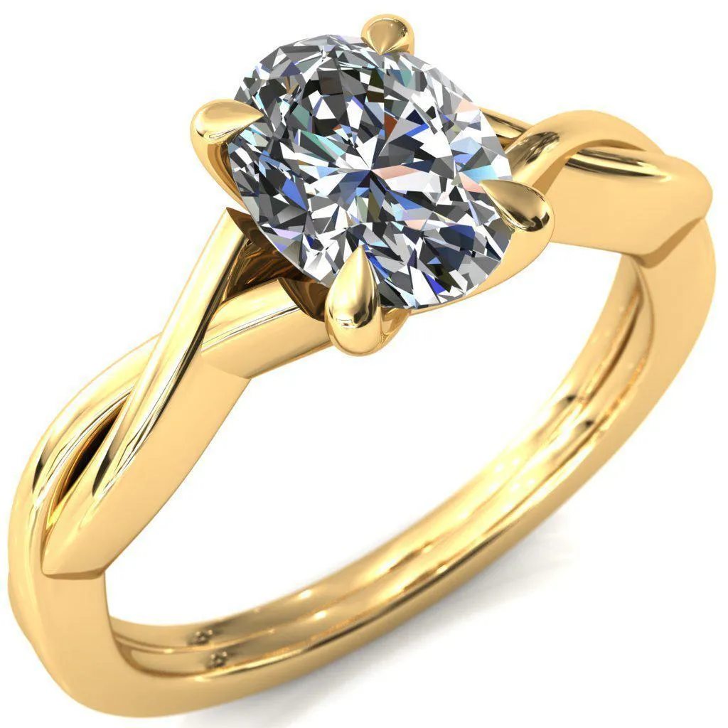 Lucia Oval Center Stone 4 Claw Prong 1/2 Infinity Solitaire Ring Engagement Ring