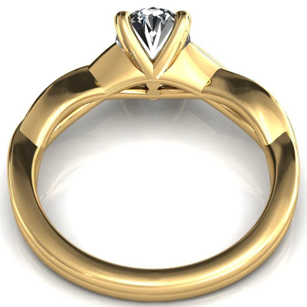 Lucia Oval Center Stone 4 Claw Prong 1/2 Infinity Solitaire Ring Engagement Ring