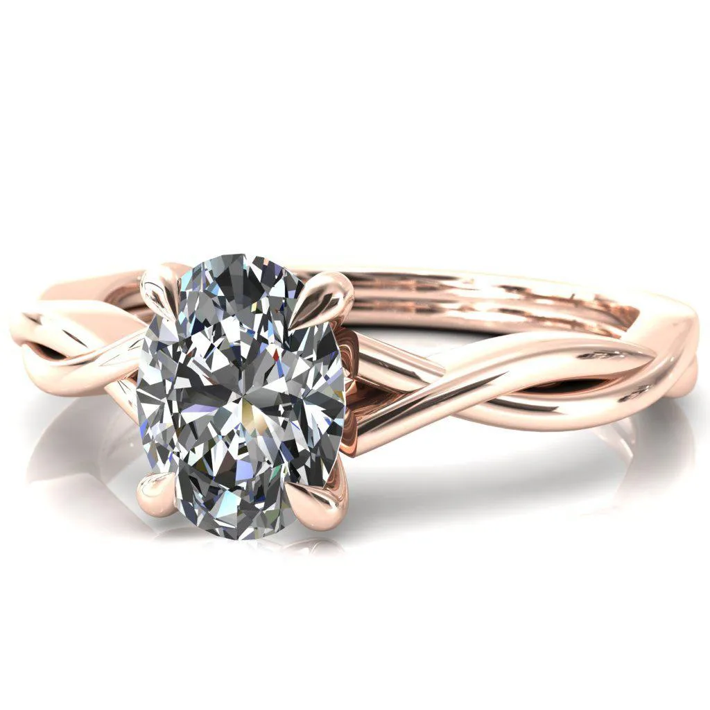 Lucia Oval Center Stone 4 Claw Prong 1/2 Infinity Solitaire Ring Engagement Ring