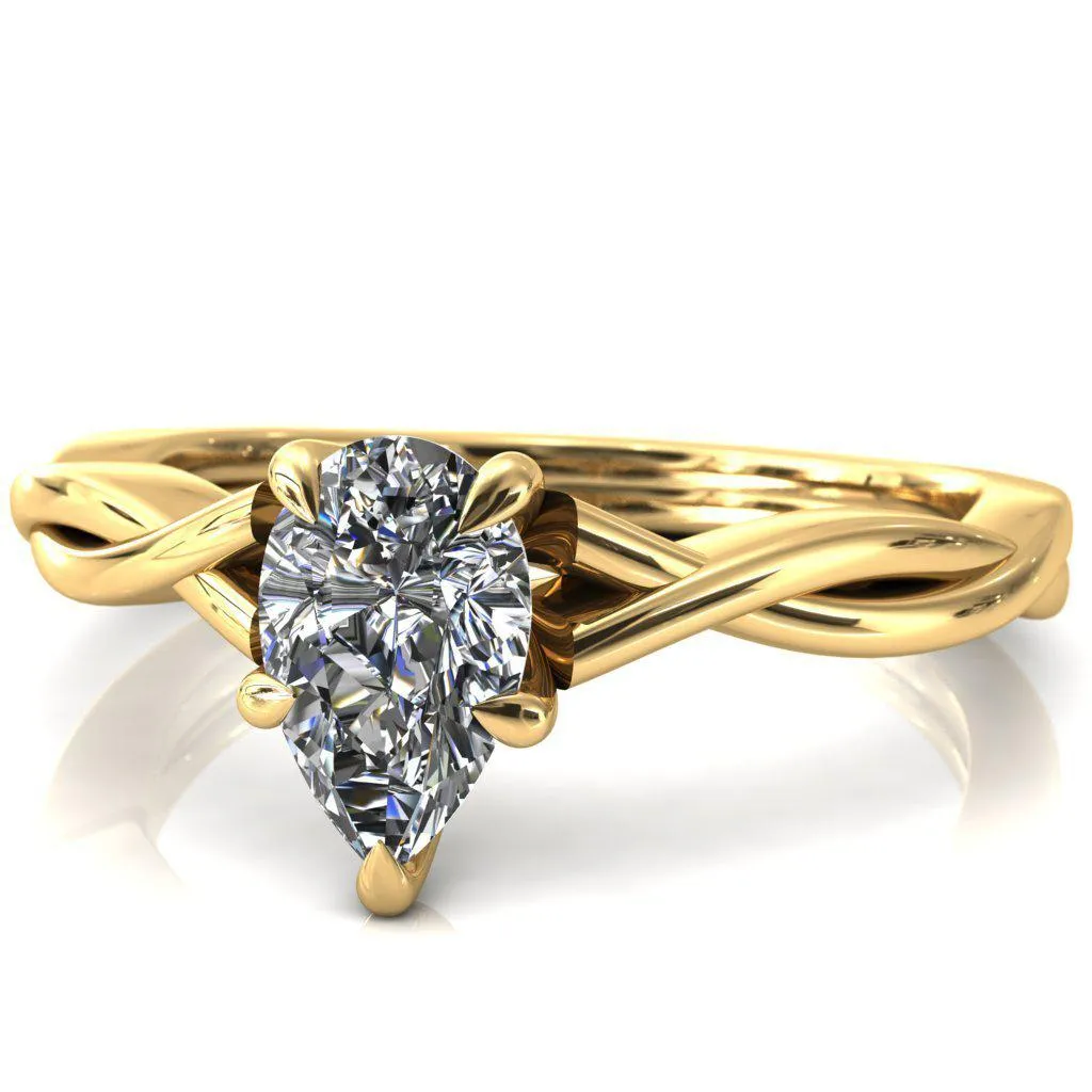 Lucia Pear Moissanite 5 Claw Prong 1/2 Infinity Solitaire Ring Engagement Ring