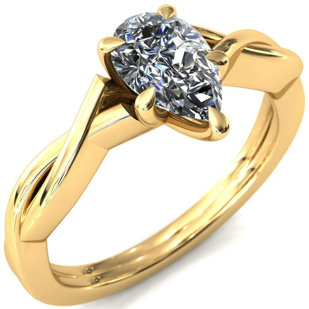 Lucia Pear Moissanite 5 Claw Prong 1/2 Infinity Solitaire Ring Engagement Ring