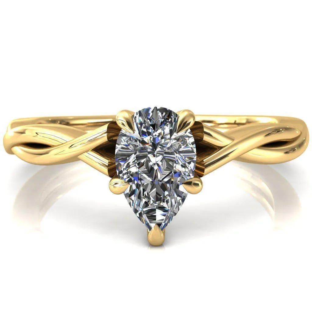 Lucia Pear Moissanite 5 Claw Prong 1/2 Infinity Solitaire Ring Engagement Ring