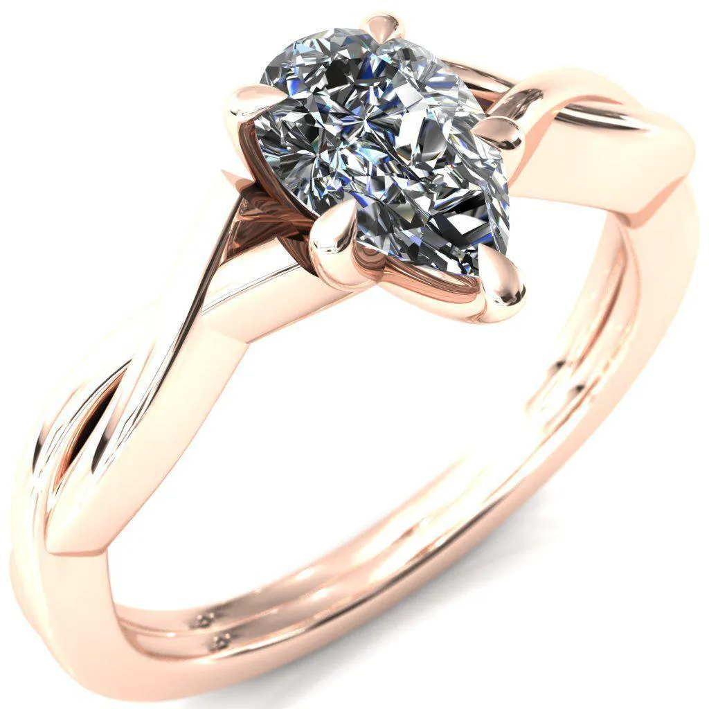 Lucia Pear Moissanite 5 Claw Prong 1/2 Infinity Solitaire Ring Engagement Ring