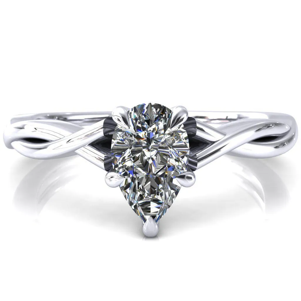 Lucia Pear Moissanite 5 Claw Prong 1/2 Infinity Solitaire Ring Engagement Ring