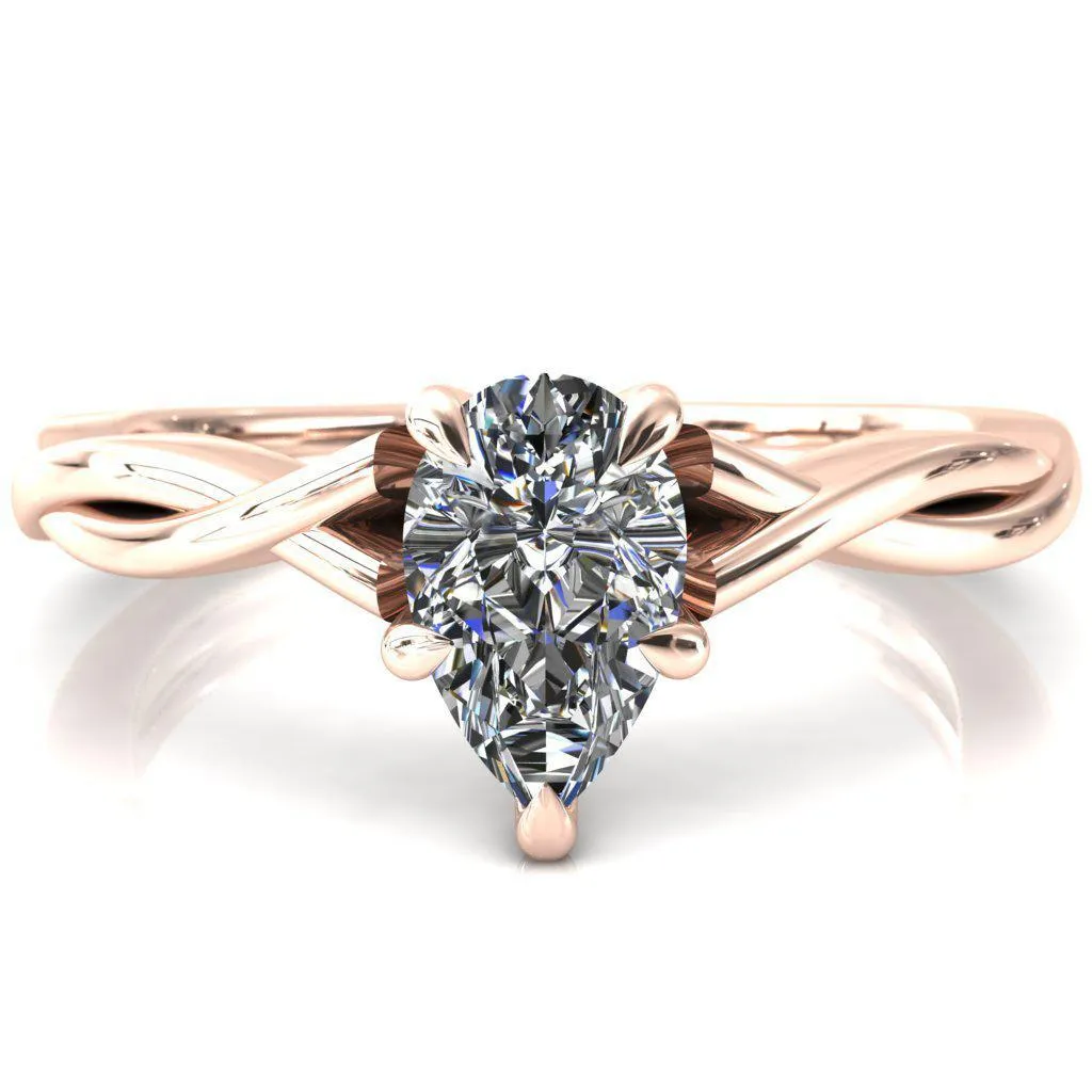 Lucia Pear Moissanite 5 Claw Prong 1/2 Infinity Solitaire Ring Engagement Ring