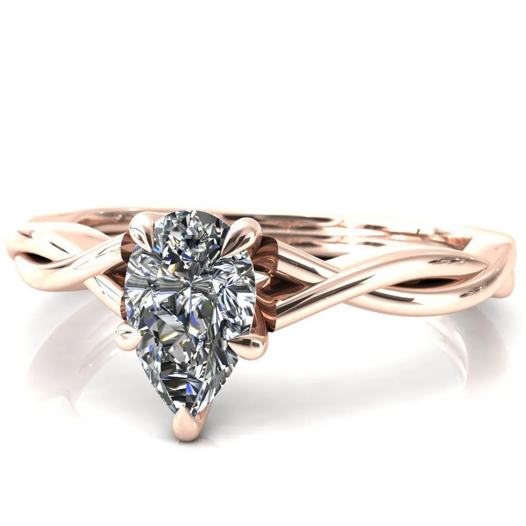 Lucia Pear Moissanite 5 Claw Prong 1/2 Infinity Solitaire Ring Engagement Ring