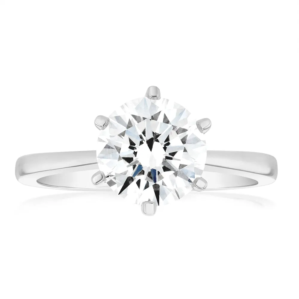 Luminesce Lab Grown Certified 2 Carat Solitaire Engagement Ring in 18ct White Gold