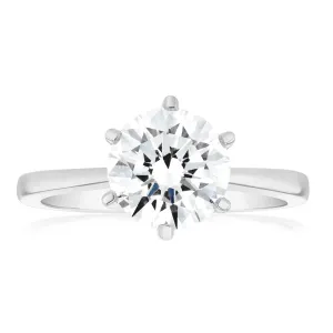 Luminesce Lab Grown Certified 2 Carat Solitaire Engagement Ring in 18ct White Gold