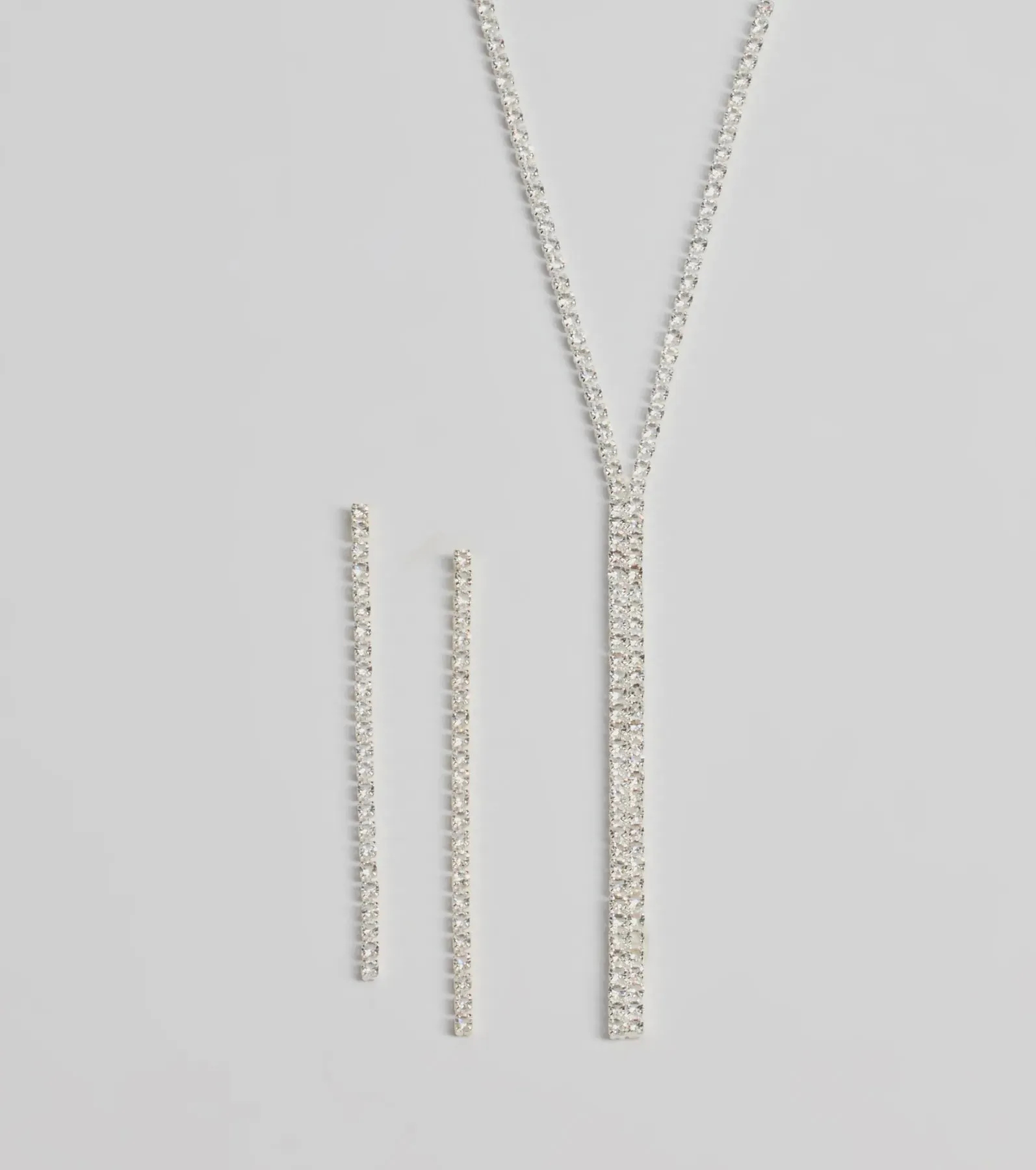 Luxe Gleam Rhinestone Necklace And Earrings Set