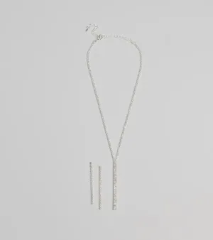 Luxe Gleam Rhinestone Necklace And Earrings Set