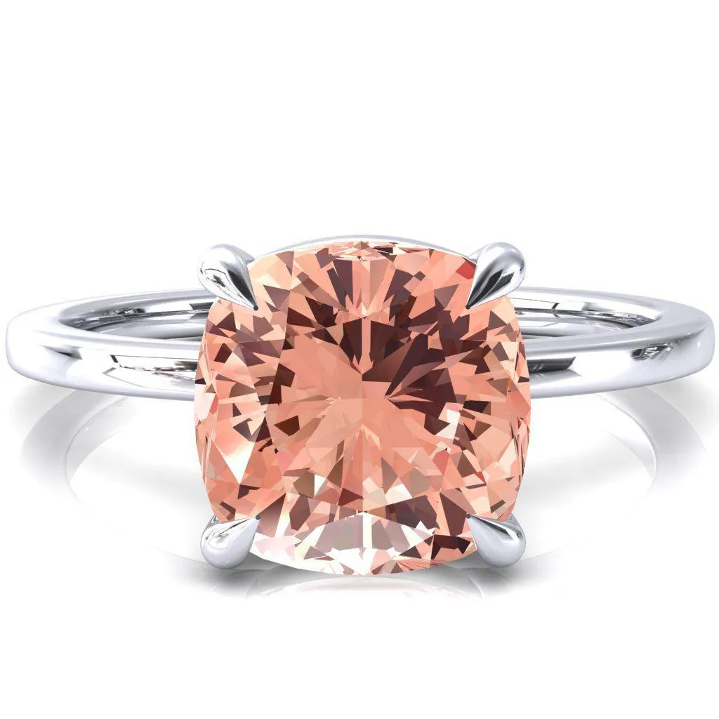 Lyla Cushion Champagne Sapphire 4 Claw Prong Single Rail Solitaire Ring