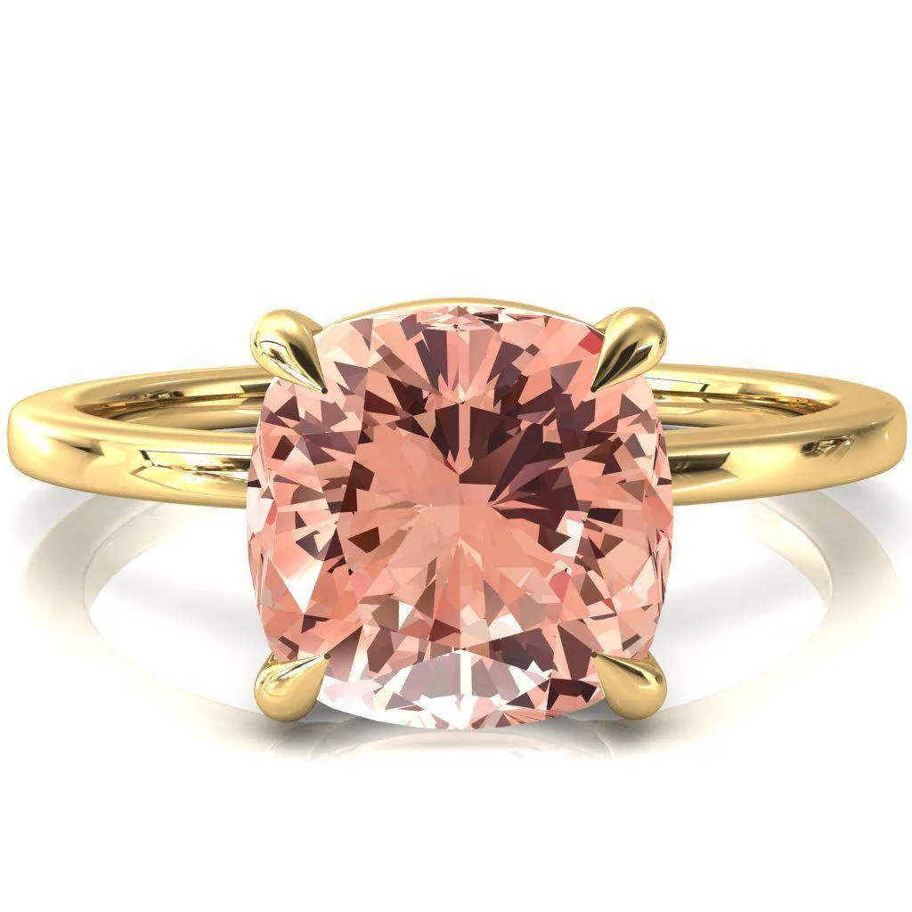 Lyla Cushion Champagne Sapphire 4 Claw Prong Single Rail Solitaire Ring