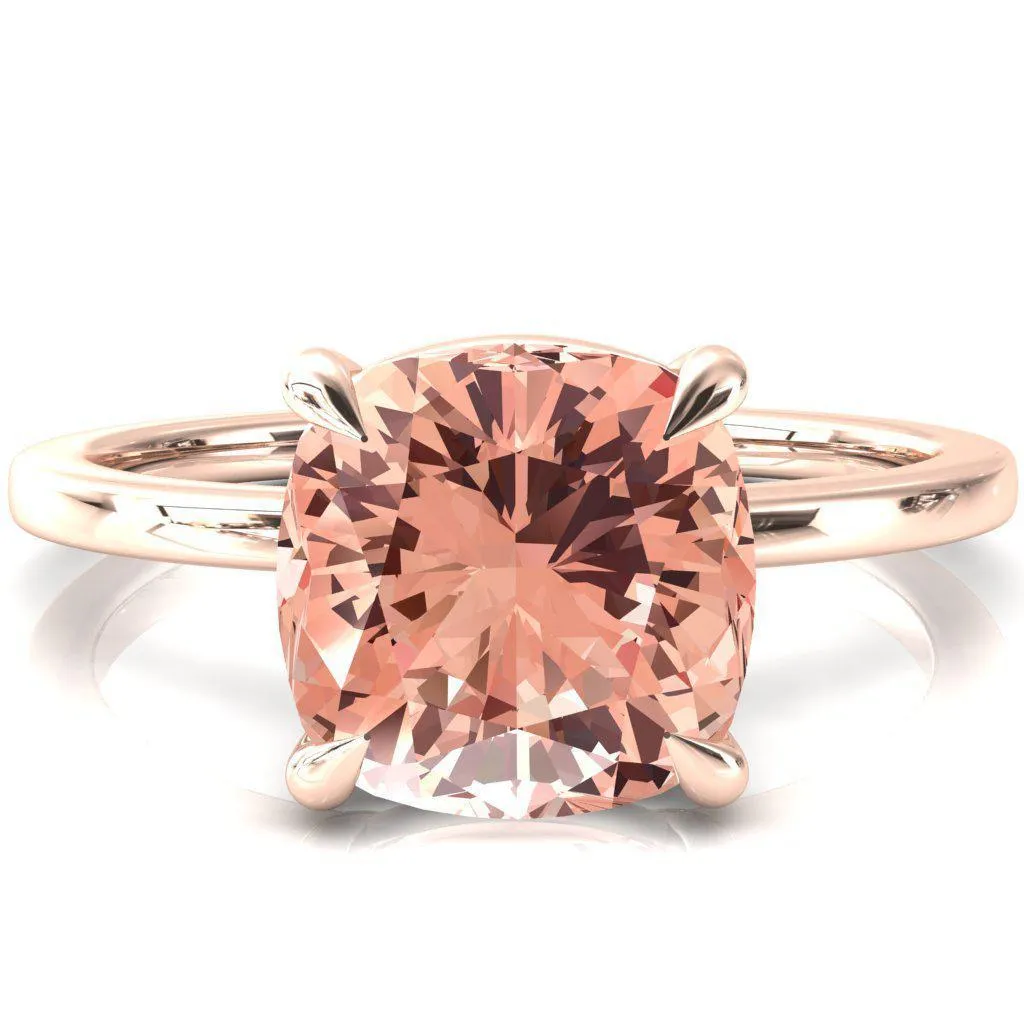 Lyla Cushion Champagne Sapphire 4 Claw Prong Single Rail Solitaire Ring