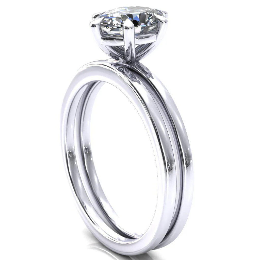 Lyla Oval Center Stone 6 Claw Prong Single Rail Solitaire Ring