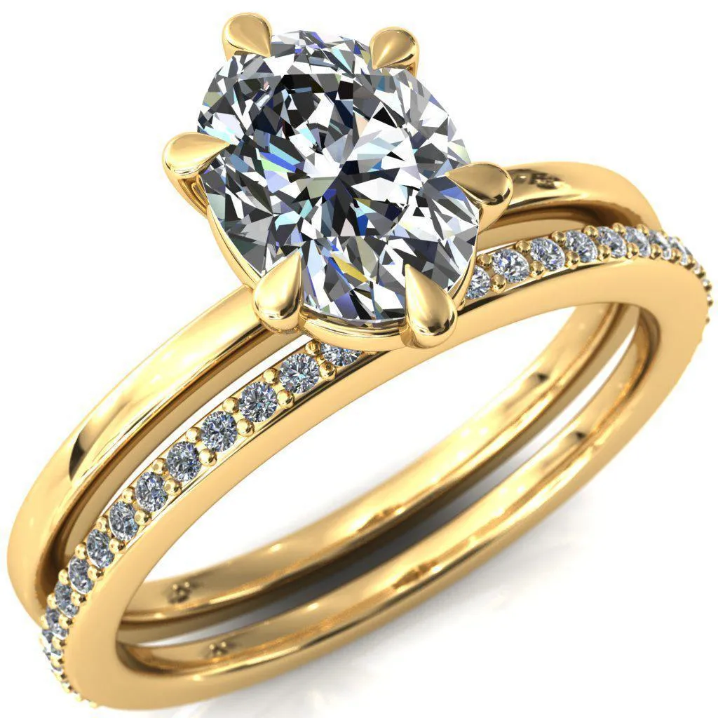 Lyla Oval Center Stone 6 Claw Prong Single Rail Solitaire Ring