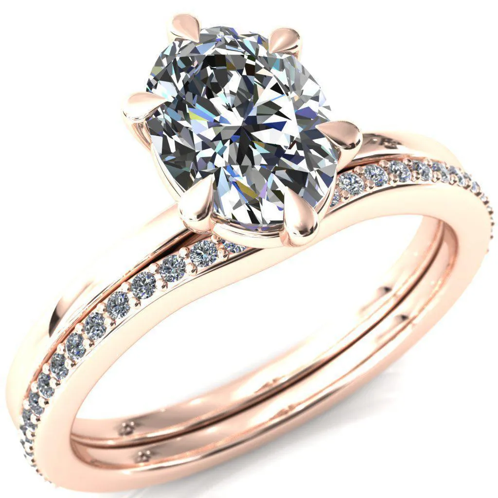 Lyla Oval Center Stone 6 Claw Prong Single Rail Solitaire Ring