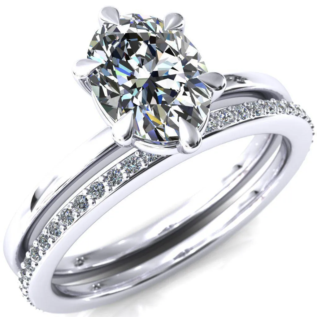 Lyla Oval Center Stone 6 Claw Prong Single Rail Solitaire Ring
