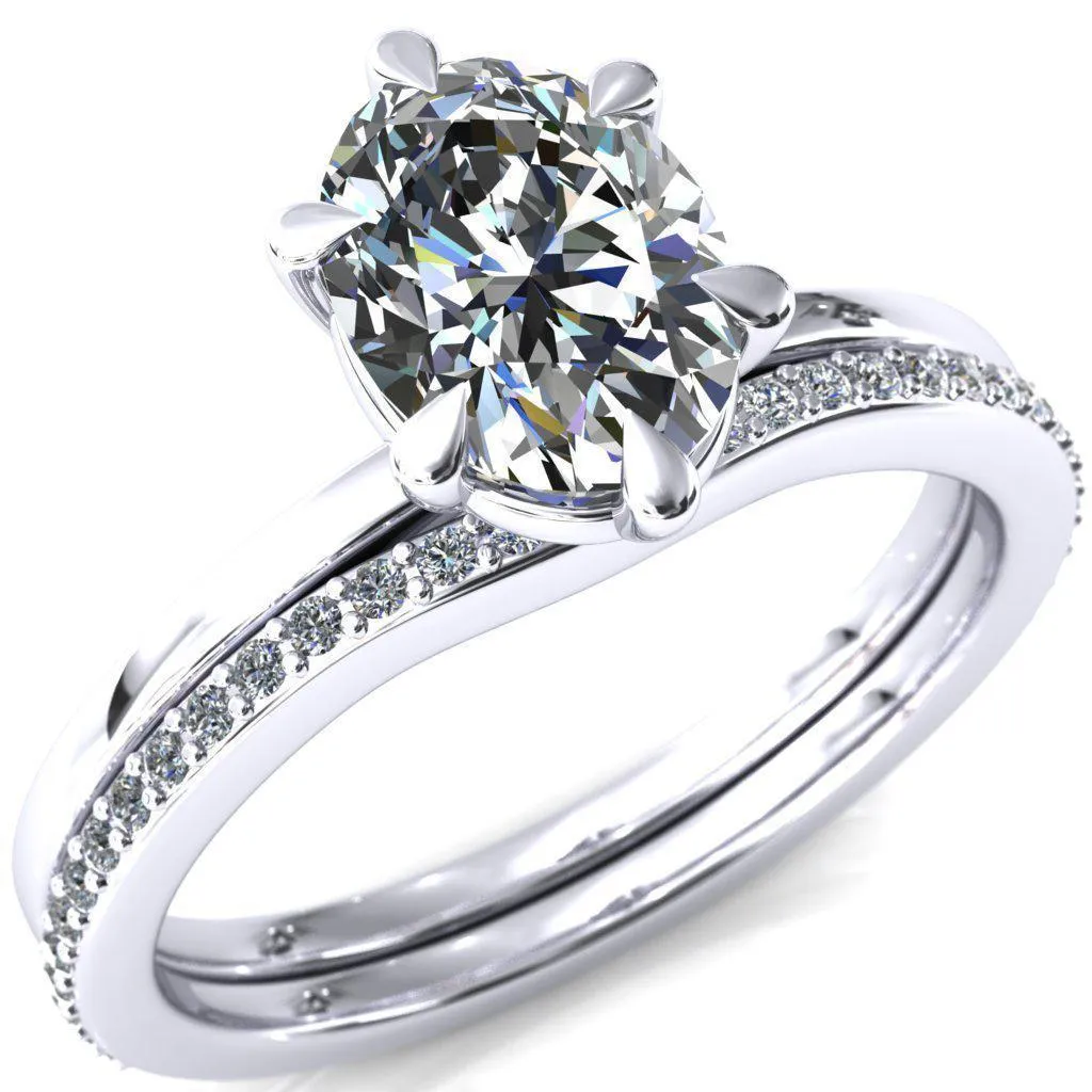 Lyla Oval Center Stone 6 Claw Prong Single Rail Solitaire Ring