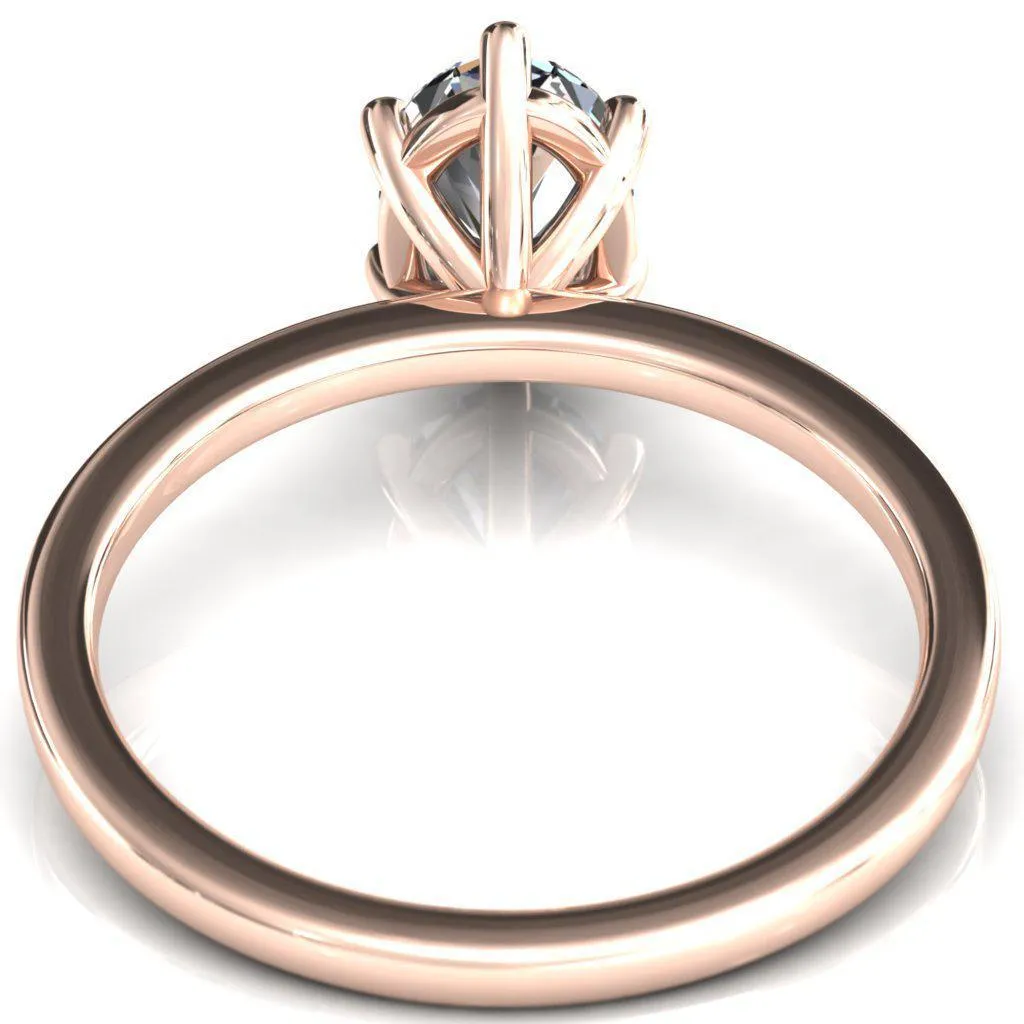 Lyla Oval Center Stone 6 Claw Prong Single Rail Solitaire Ring
