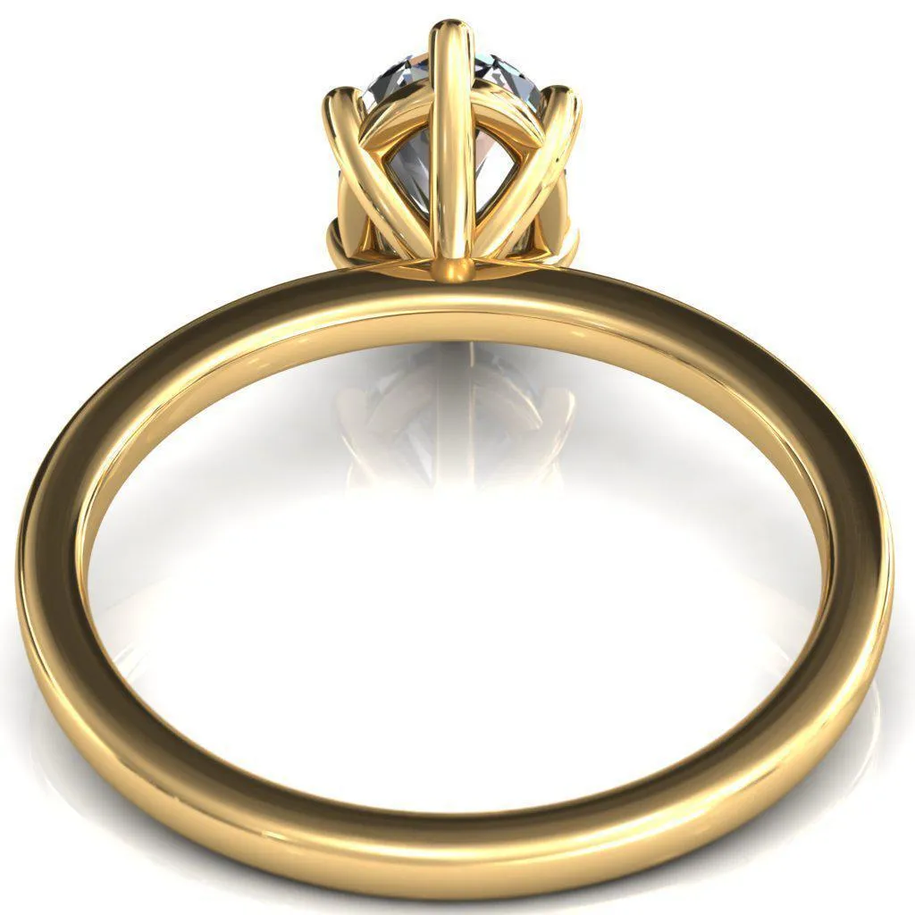 Lyla Oval Center Stone 6 Claw Prong Single Rail Solitaire Ring
