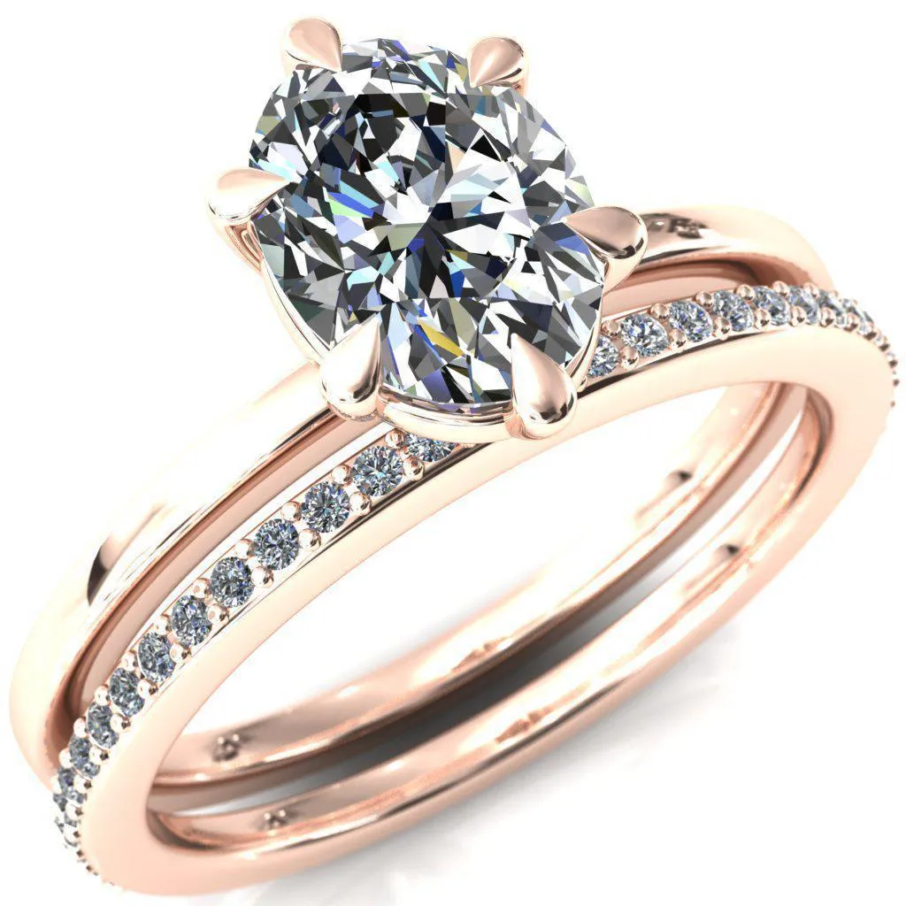 Lyla Oval Center Stone 6 Claw Prong Single Rail Solitaire Ring
