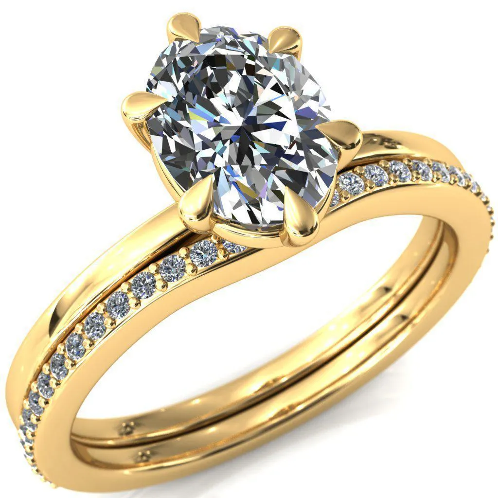Lyla Oval Center Stone 6 Claw Prong Single Rail Solitaire Ring