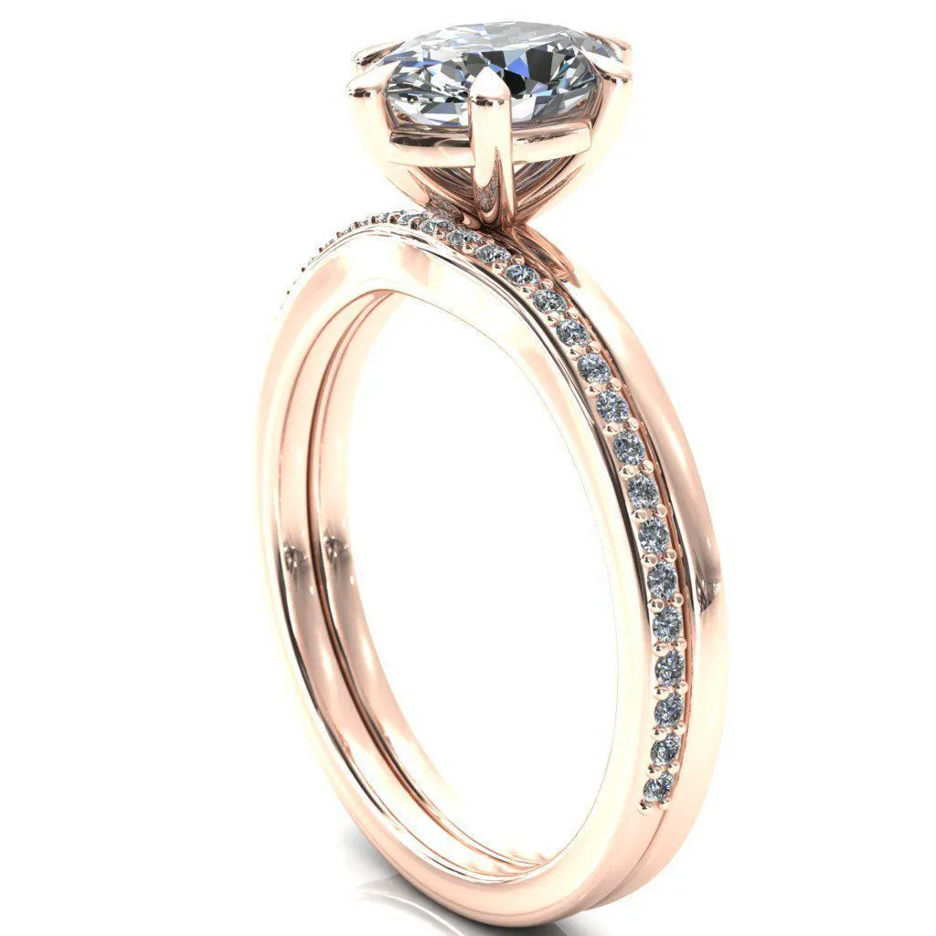 Lyla Oval Center Stone 6 Claw Prong Single Rail Solitaire Ring