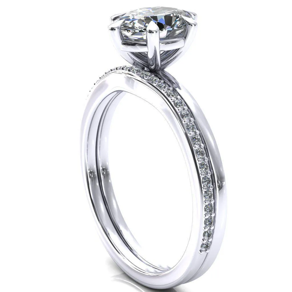 Lyla Oval Center Stone 6 Claw Prong Single Rail Solitaire Ring