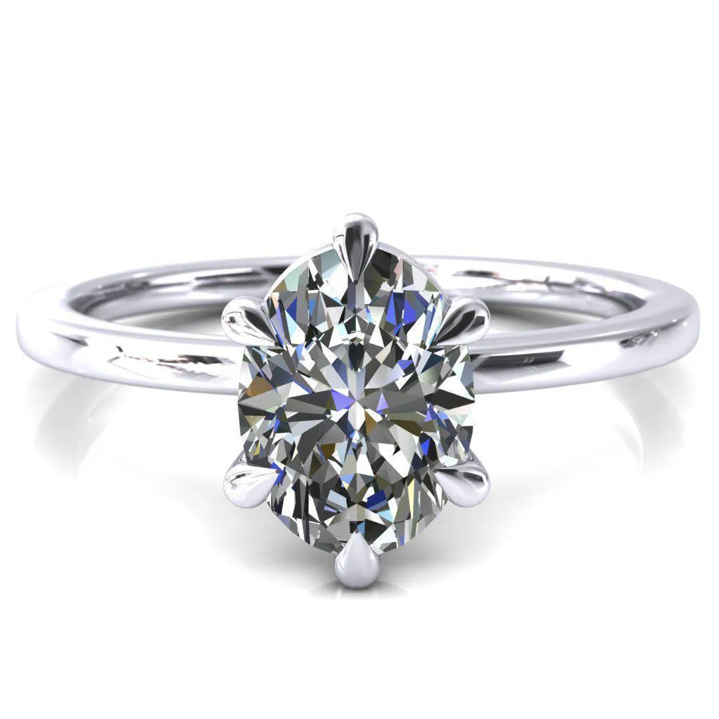 Lyla Oval Center Stone 6 Claw Prong Single Rail Solitaire Ring