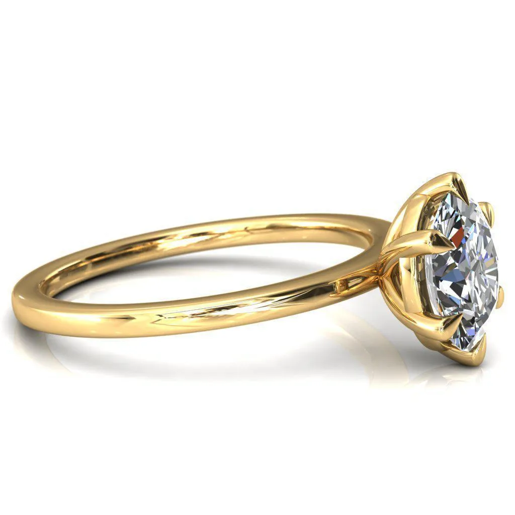 Lyla Oval Center Stone 6 Claw Prong Single Rail Solitaire Ring