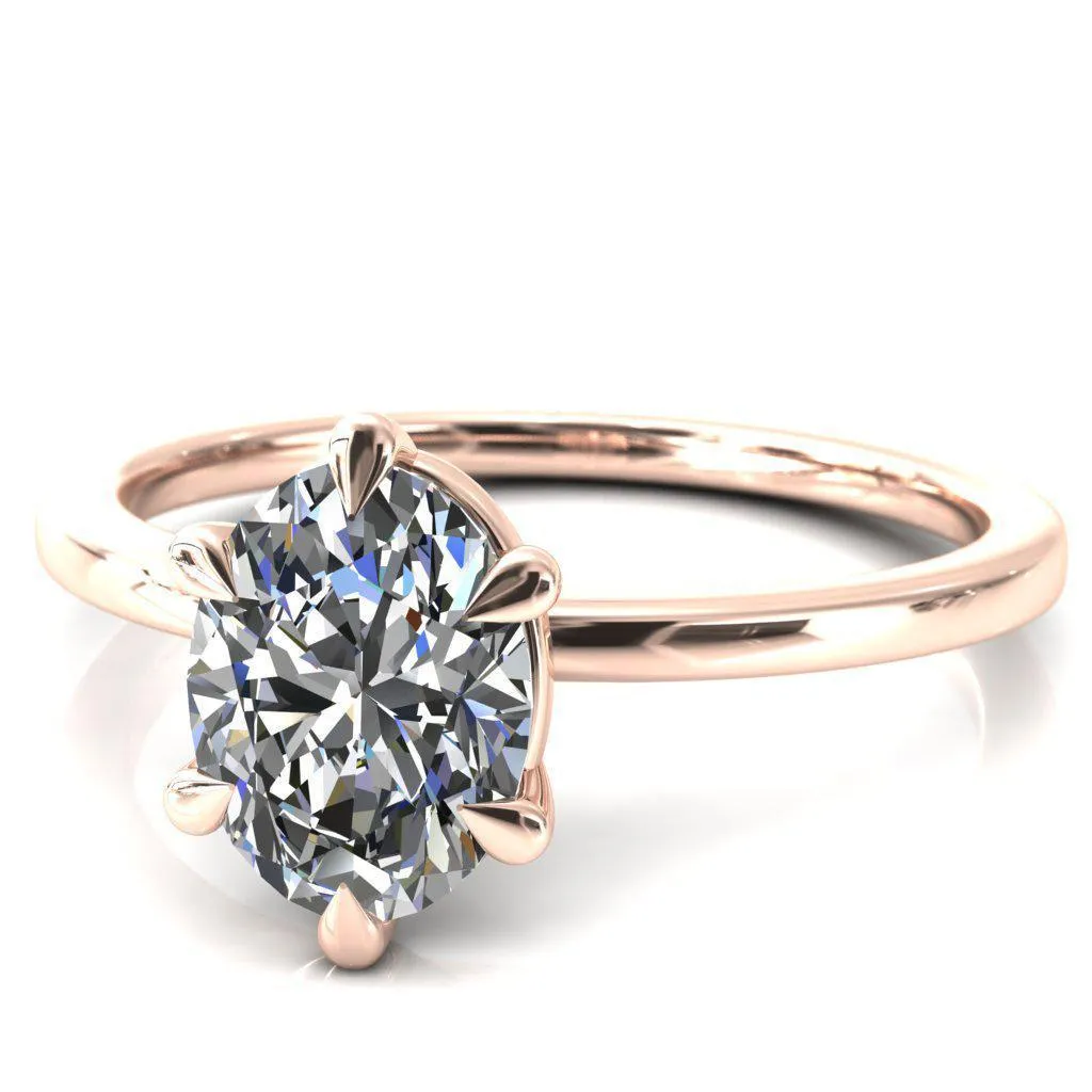 Lyla Oval Center Stone 6 Claw Prong Single Rail Solitaire Ring