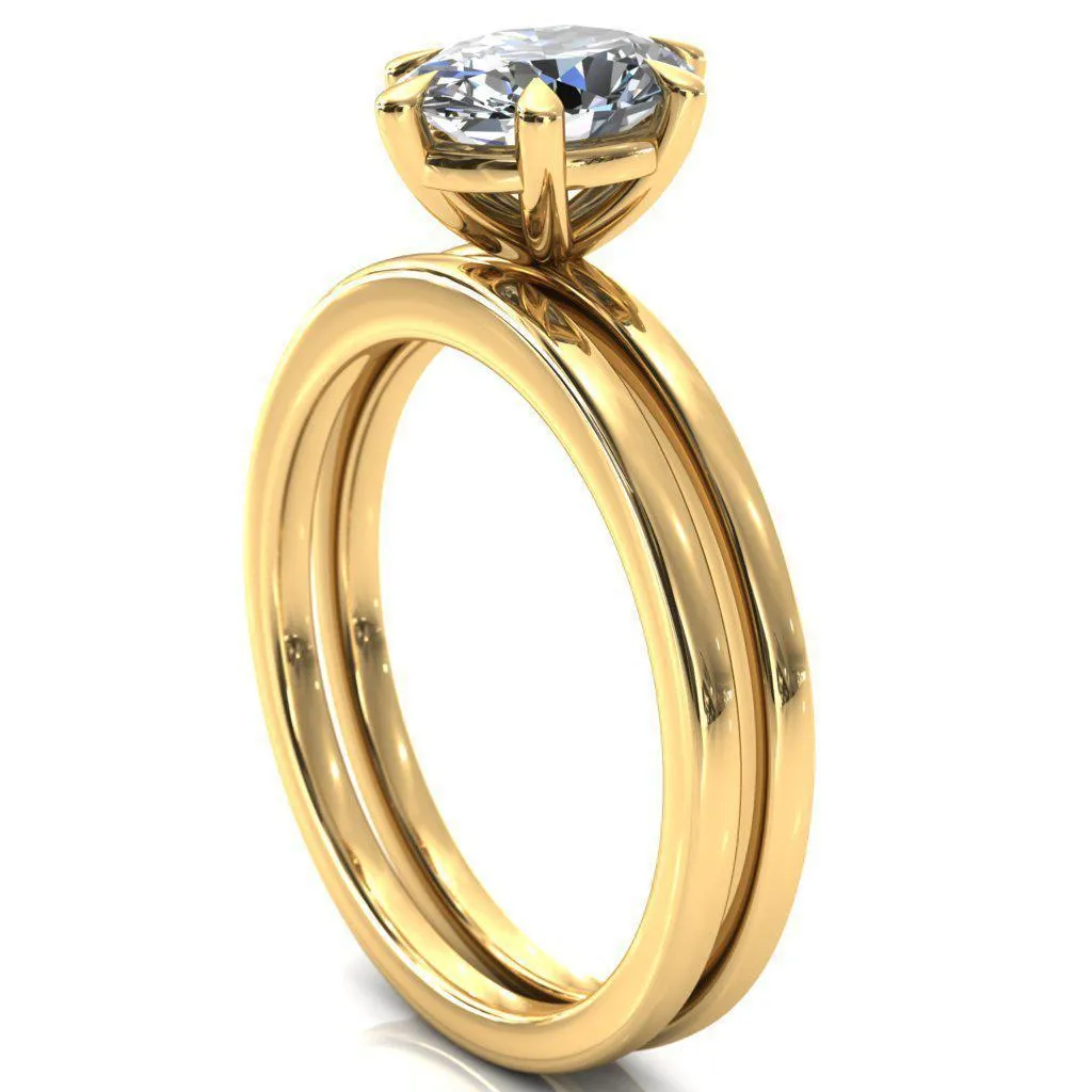 Lyla Oval Center Stone 6 Claw Prong Single Rail Solitaire Ring