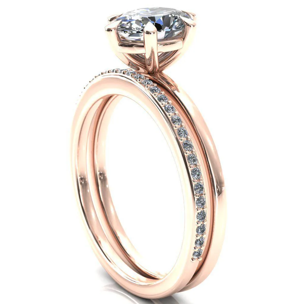 Lyla Oval Center Stone 6 Claw Prong Single Rail Solitaire Ring