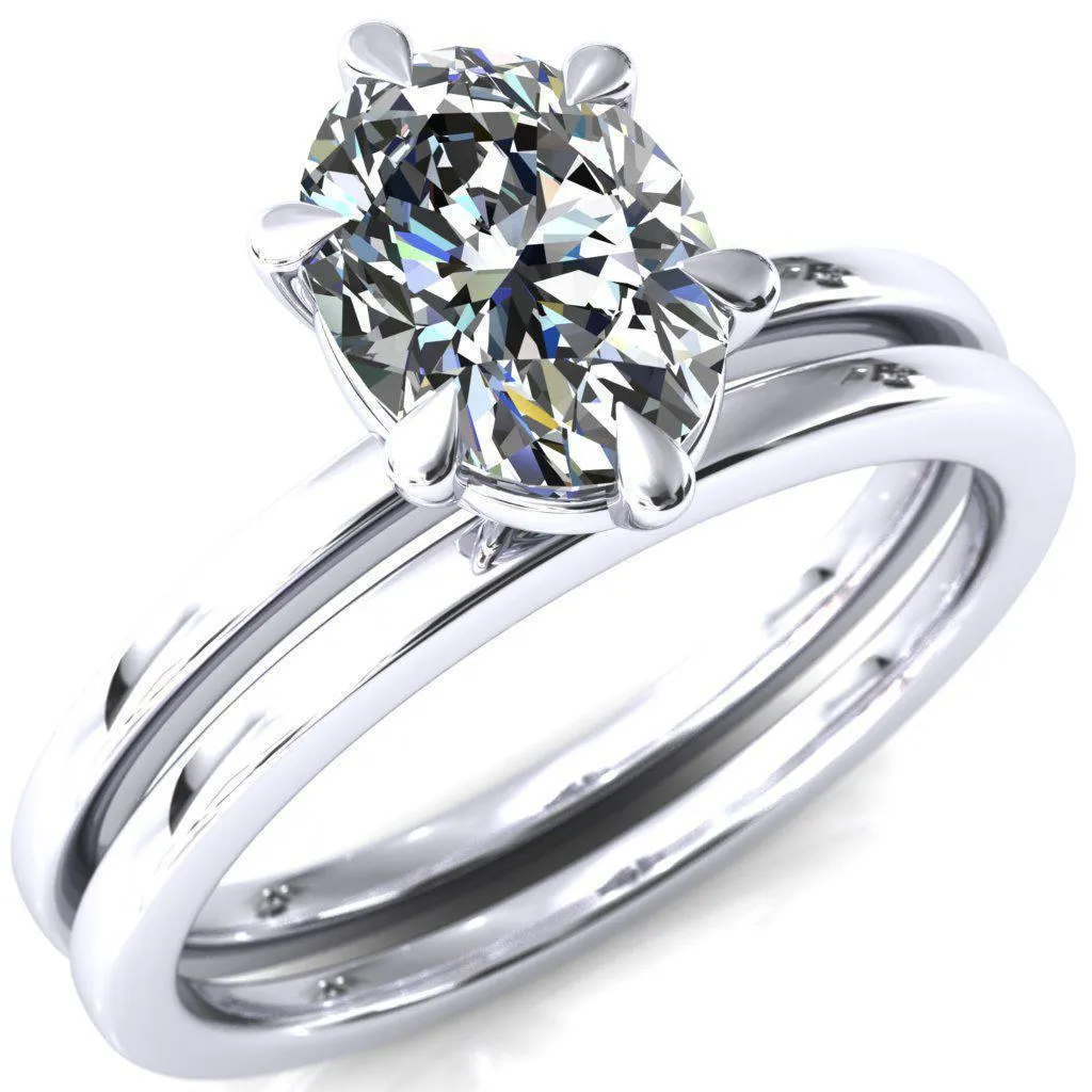 Lyla Oval Center Stone 6 Claw Prong Single Rail Solitaire Ring