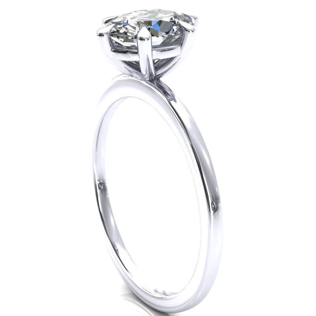 Lyla Oval Center Stone 6 Claw Prong Single Rail Solitaire Ring