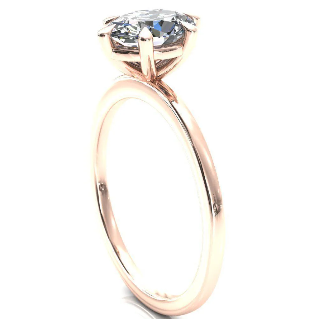 Lyla Oval Center Stone 6 Claw Prong Single Rail Solitaire Ring