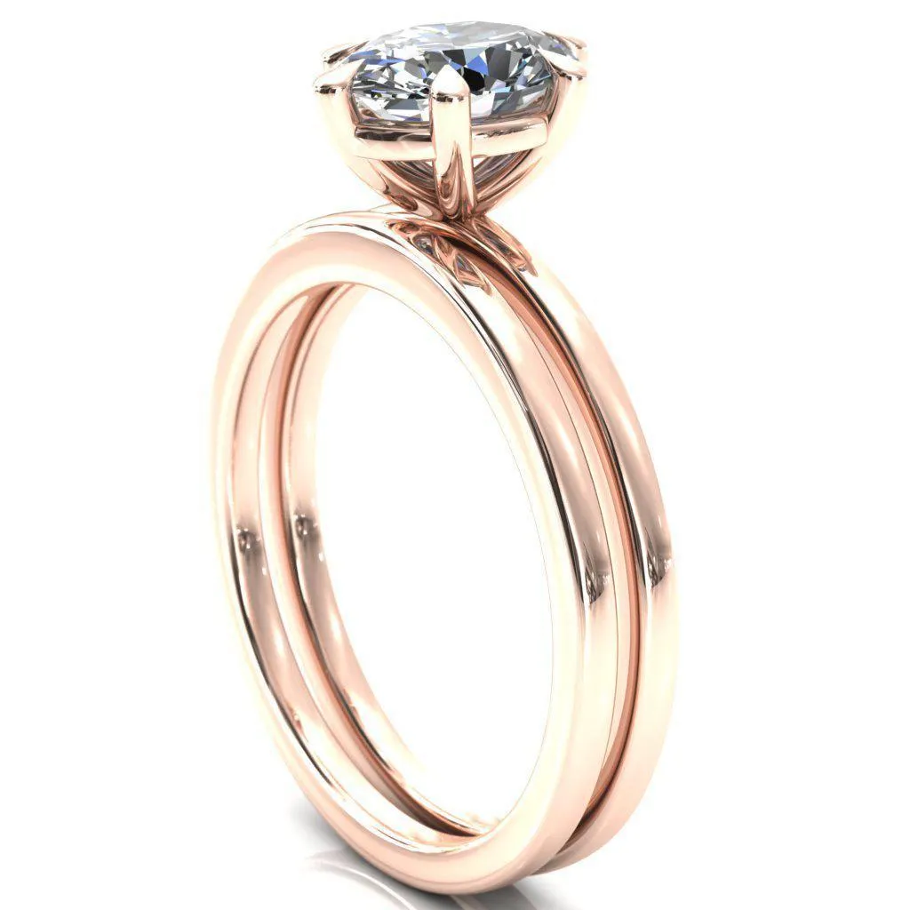 Lyla Oval Center Stone 6 Claw Prong Single Rail Solitaire Ring