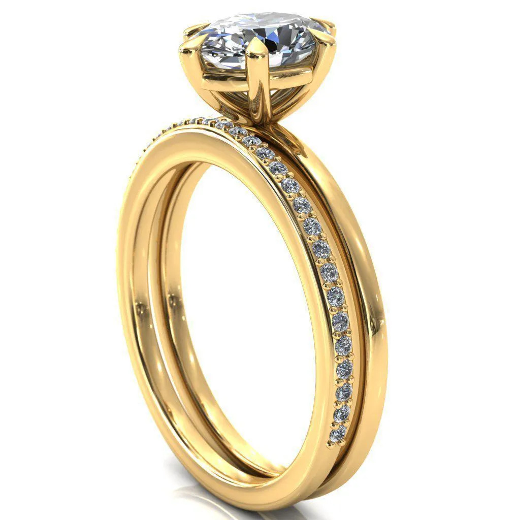 Lyla Oval Center Stone 6 Claw Prong Single Rail Solitaire Ring