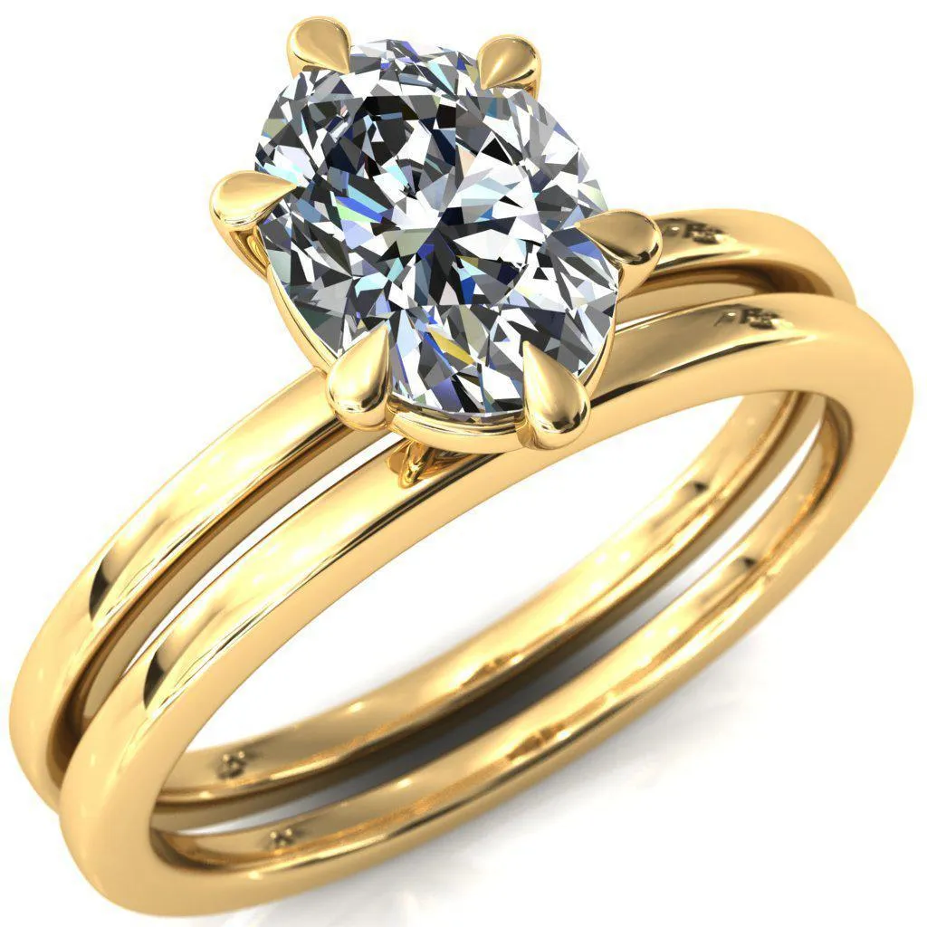 Lyla Oval Center Stone 6 Claw Prong Single Rail Solitaire Ring