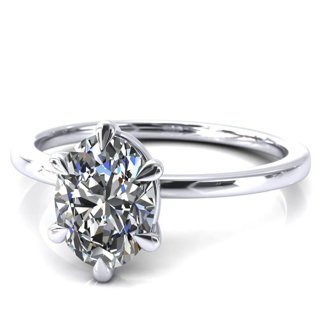 Lyla Oval Center Stone 6 Claw Prong Single Rail Solitaire Ring