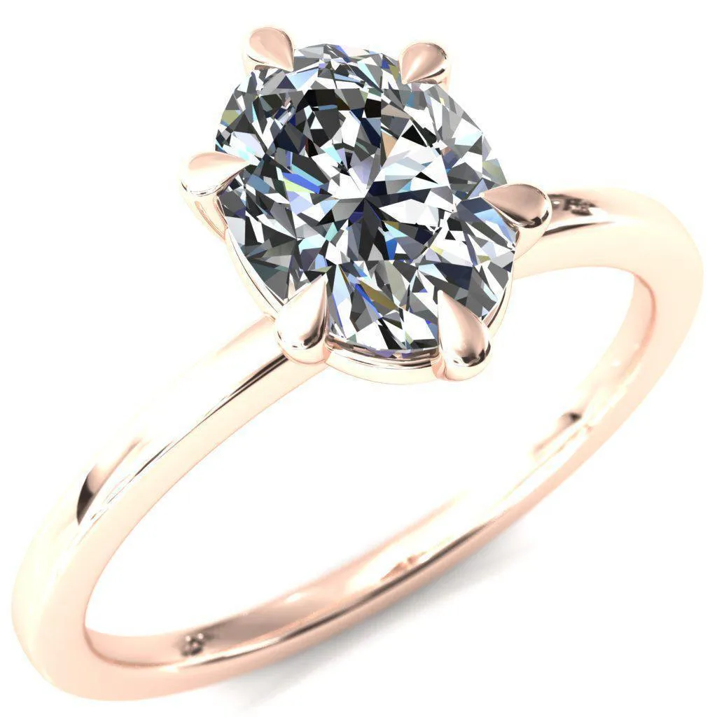 Lyla Oval Center Stone 6 Claw Prong Single Rail Solitaire Ring