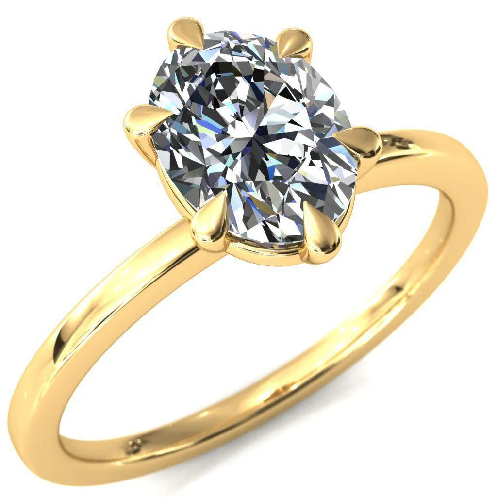 Lyla Oval Center Stone 6 Claw Prong Single Rail Solitaire Ring