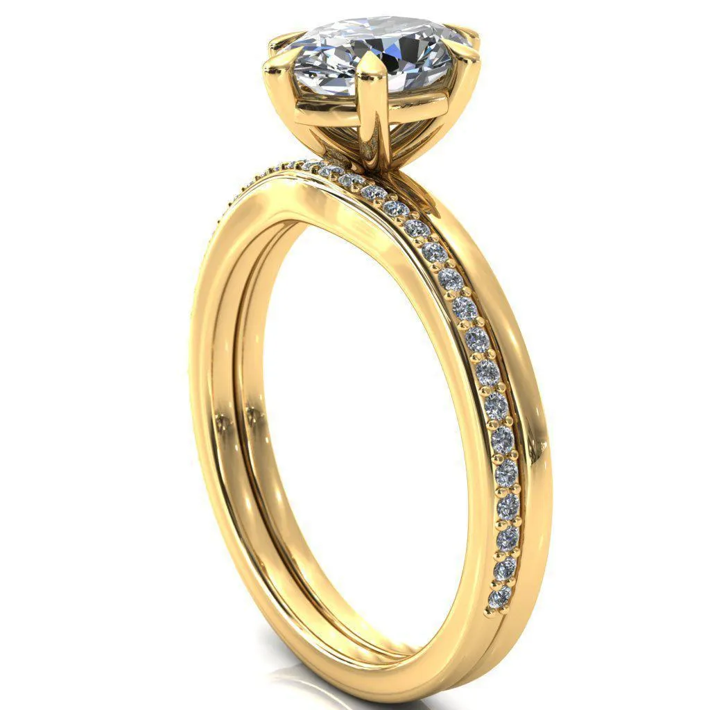 Lyla Oval Center Stone 6 Claw Prong Single Rail Solitaire Ring