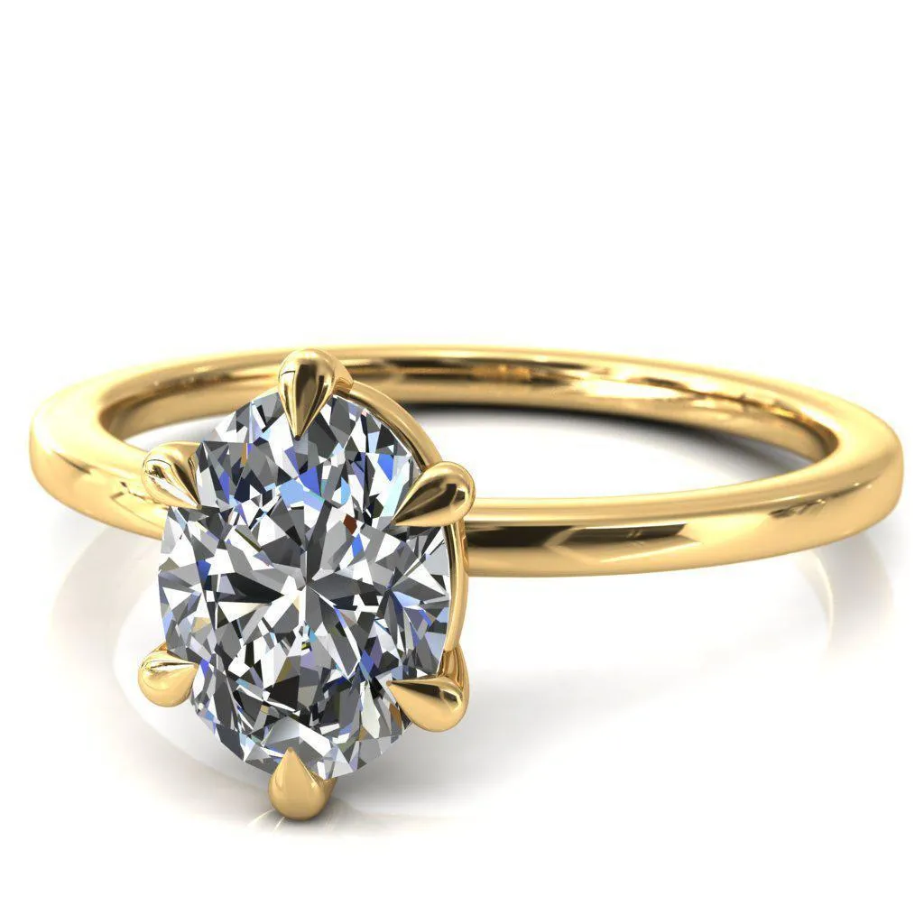 Lyla Oval Center Stone 6 Claw Prong Single Rail Solitaire Ring