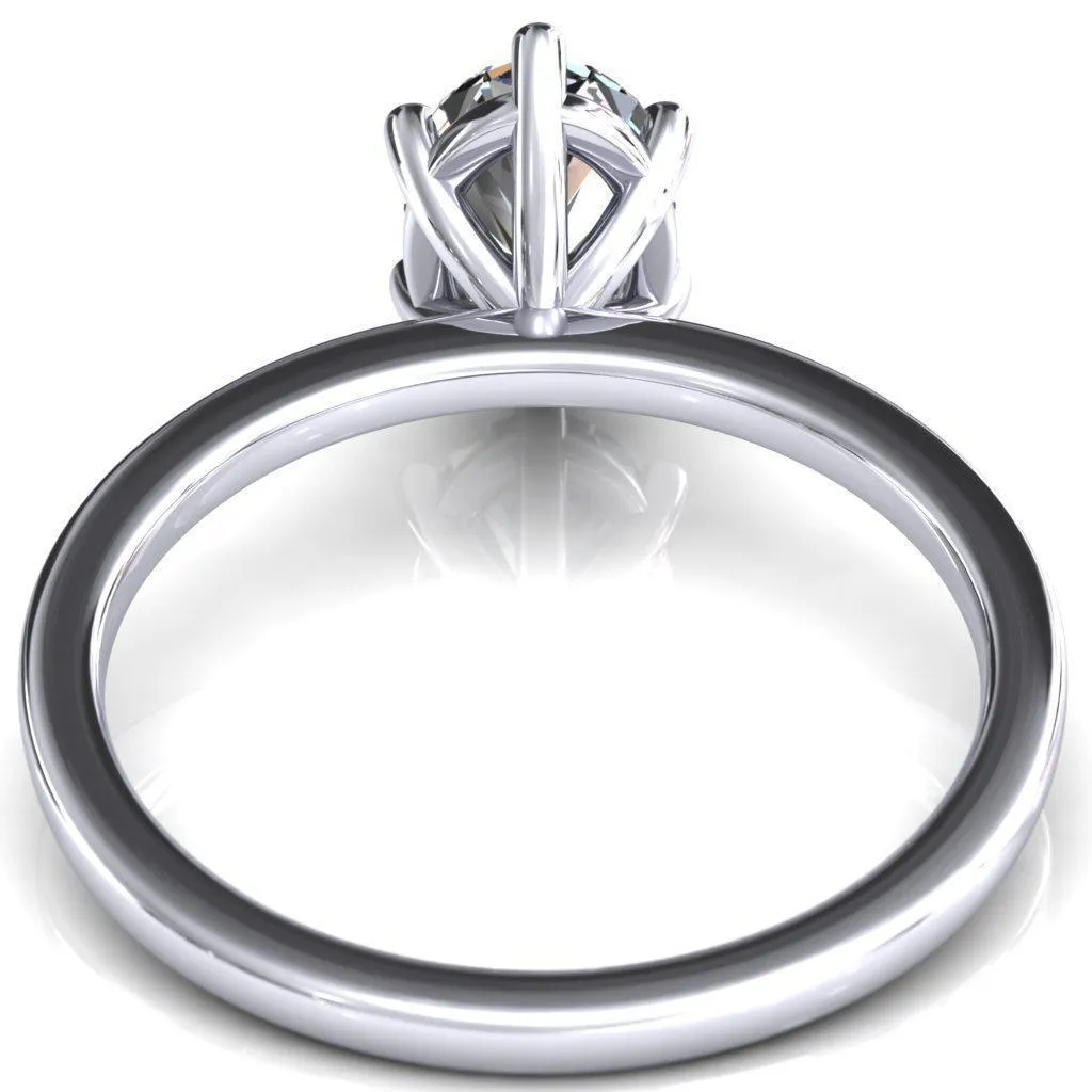 Lyla Oval Center Stone 6 Claw Prong Single Rail Solitaire Ring